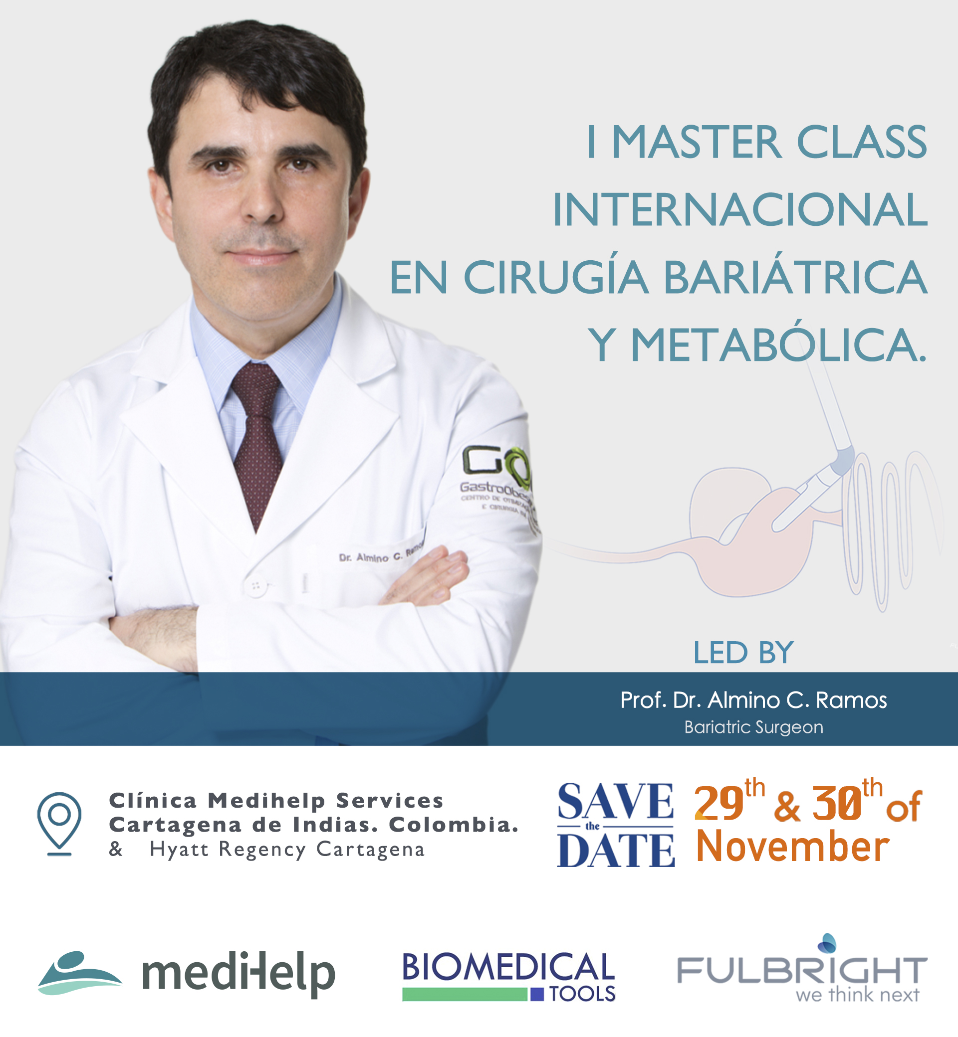 I MASTERCLASS INTERNACIONAL EN CIRUGÍA BARIÁTRICA Y METABÓLICA in Cartagena<br />Date: Nov. 29-30